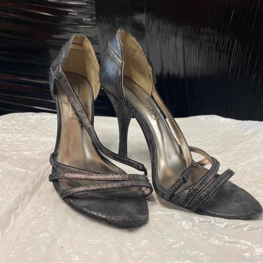 BCBGMaxAzria Metallic Strappy High Heel Sandals | Size 7.5